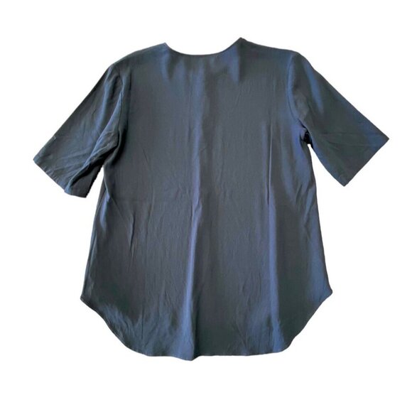 Theory Sz S women Blouse Antazie Keyhole Short Sleeve Black Capsule Minimalist - Picture 4 of 5